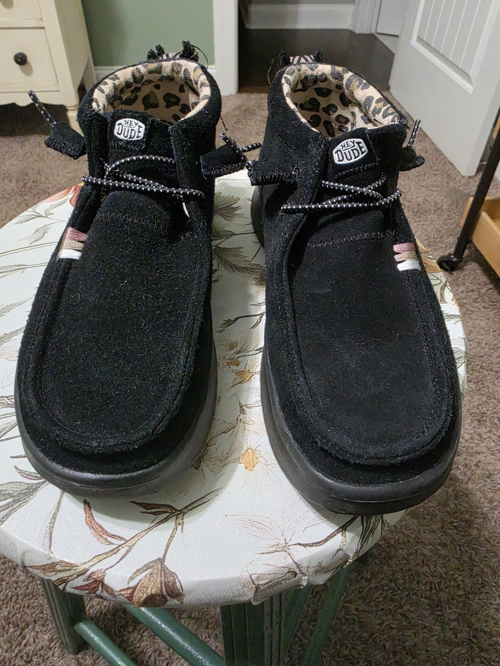 Hey Dude Womens Black Suede Casual Boots